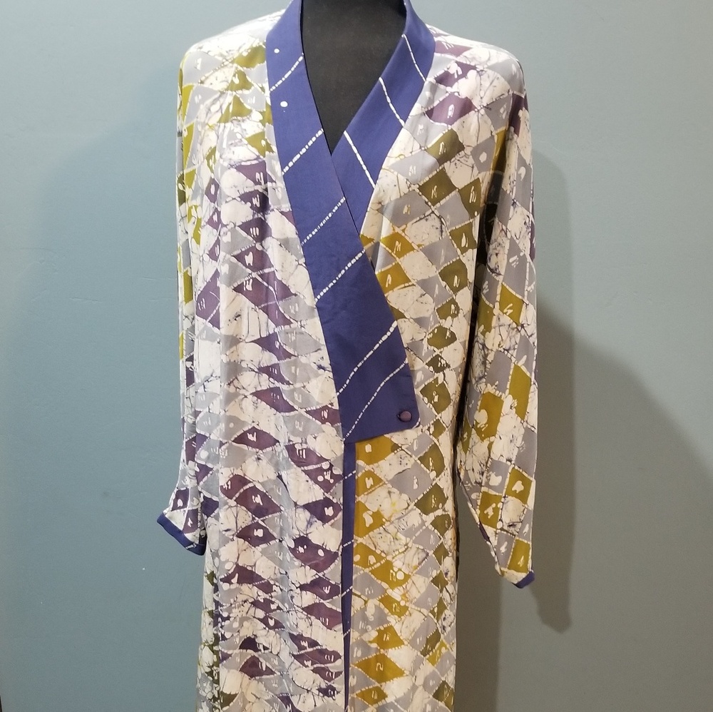 Vintage retro Designer silk kimono Hawaii one size